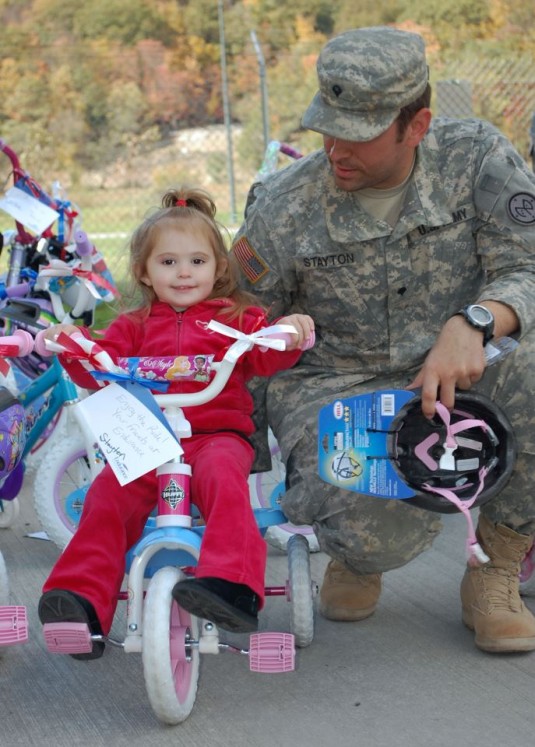 Soldier and Daughter Enjoy New Bike